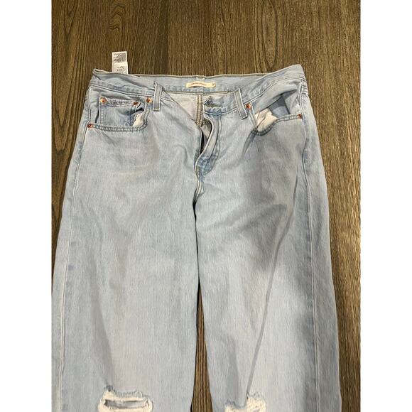 Levi's Low Pro Straight Jeans Mid-Rise Distressed Denim Light Wash Blue Size 31 - Picture 2 of 13